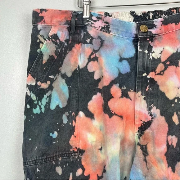 Big Bud Press Rainbow Magic Waters bleach tie dye denim Work Pants, 2XL petite. - Picture 8 of 14